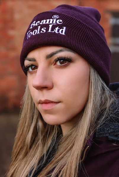 Beanie Embroidered Plum Beanie